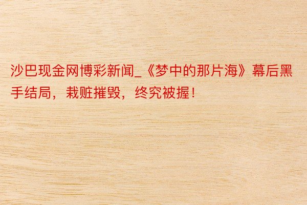 沙巴现金网博彩新闻_《梦中的那片海》幕后黑手结局，栽赃摧毁，终究被握！